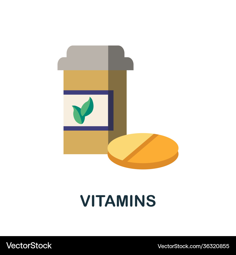 Vitamins flat icon color simple element from vector image