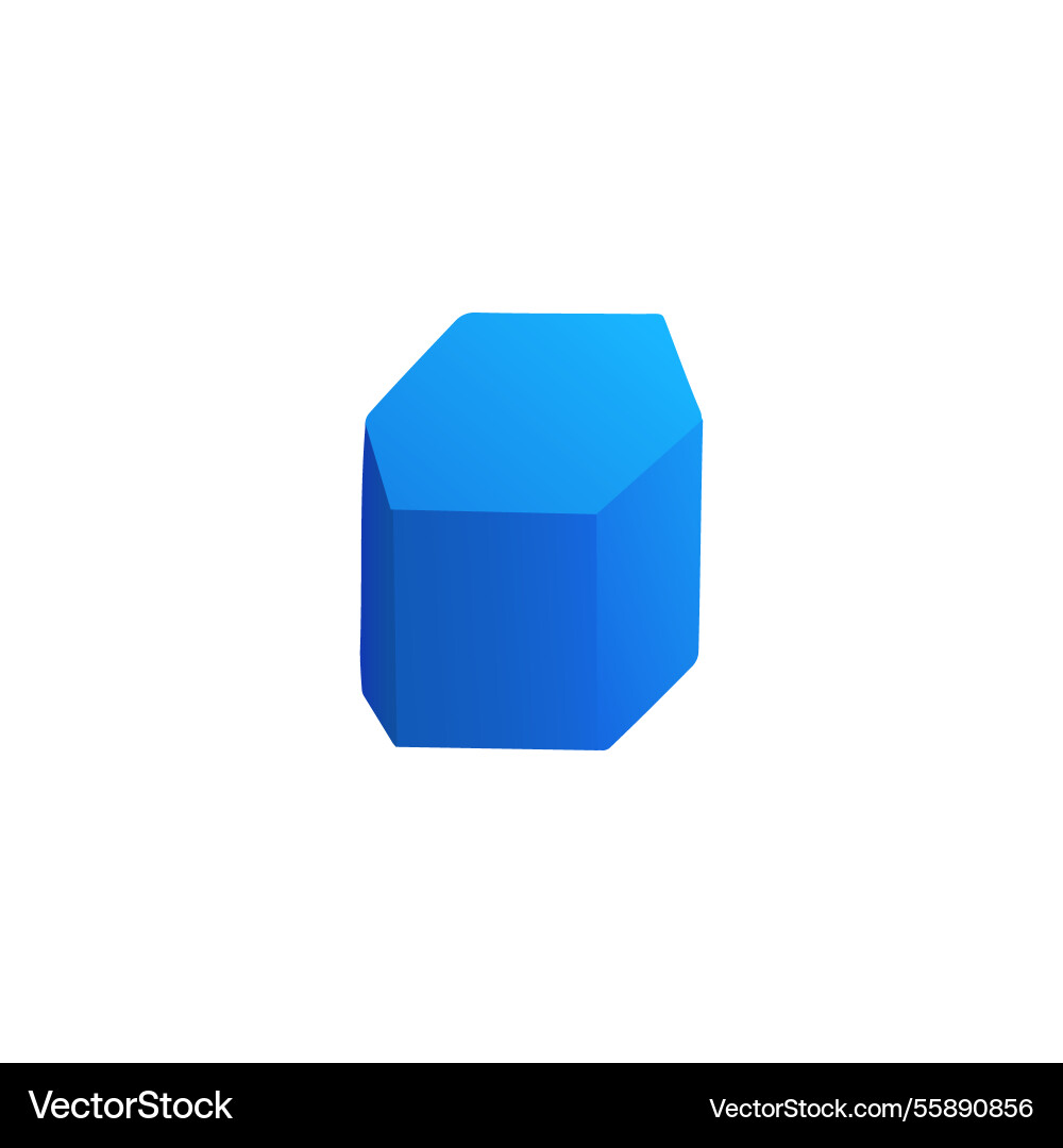 Blue 3d block with a hexagon and cube for math Vector Image