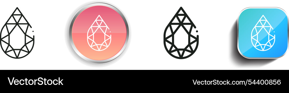 Gem icon thin linear regular and button style Gem icon thin linear regular and button style Vector Image