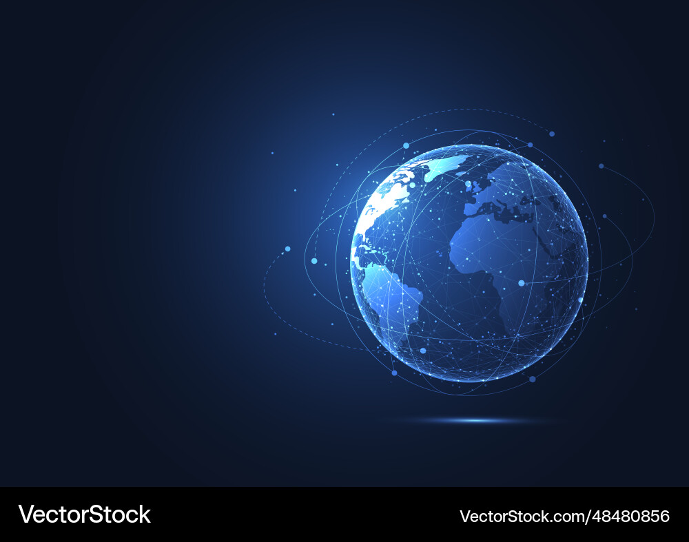 Global network connection world map point Global network connection world map point vector image