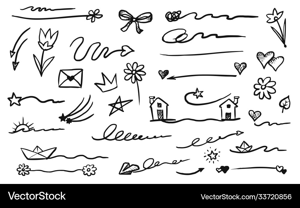 Hand-Drawn Emphasis Doodle Set Vector Image