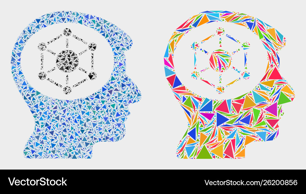 Human memory mosaic icon triangle items Human memory mosaic icon triangle items vector image