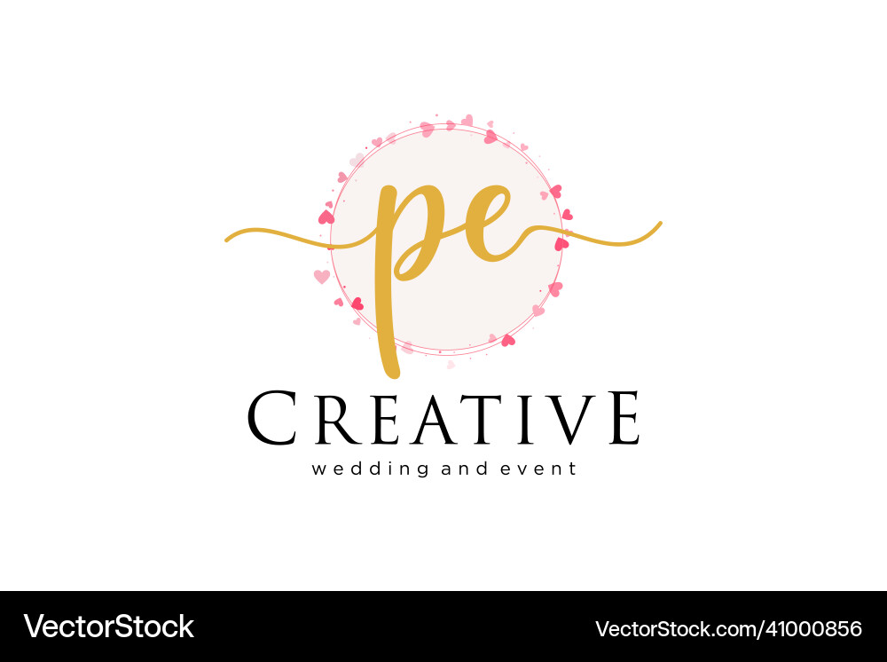 Initial pe feminine logo usable Royalty Free Vector Image
