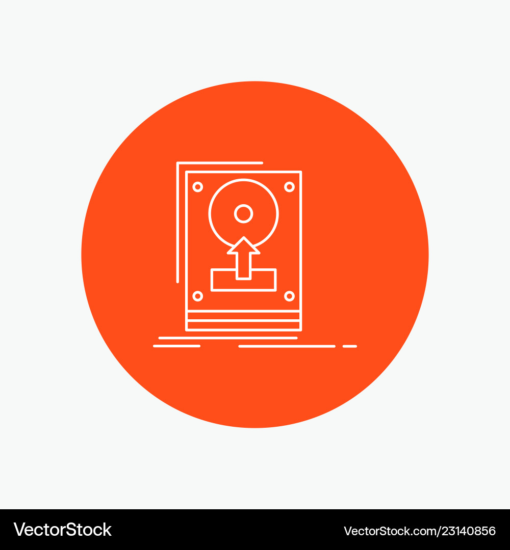 Install drive hdd save upload white line icon Install drive hdd save upload white line icon vector image
