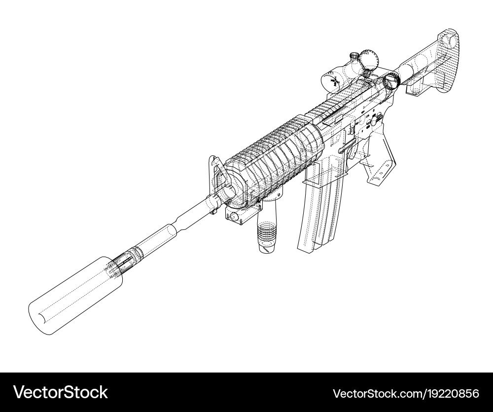 Machine gun rendering of 3d vector image