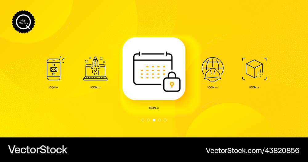 Mail augmented reality and calendar minimal line vector image