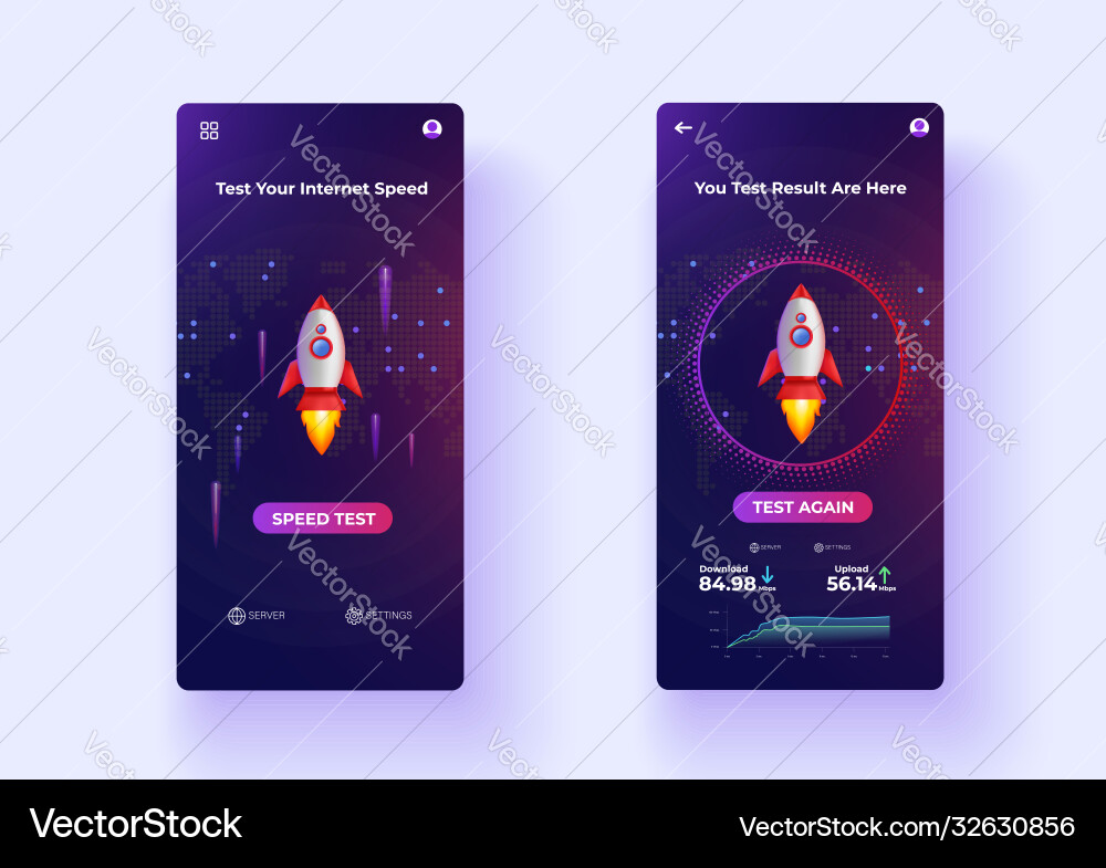Mobile Apps internet speed test uxui design Mobile Apps internet speed test uxui design vektorbild