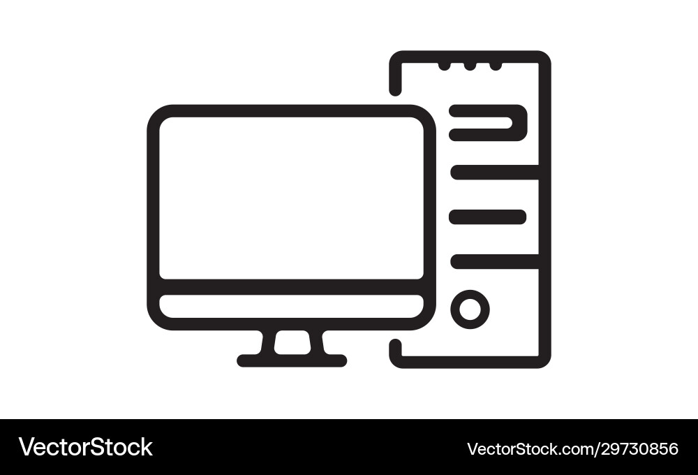 Pc icon monitor and system unit simple flat Vector Image