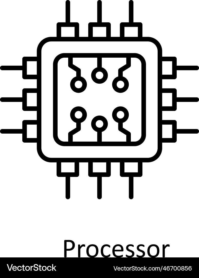 Processor outline icons simple stock i vector image