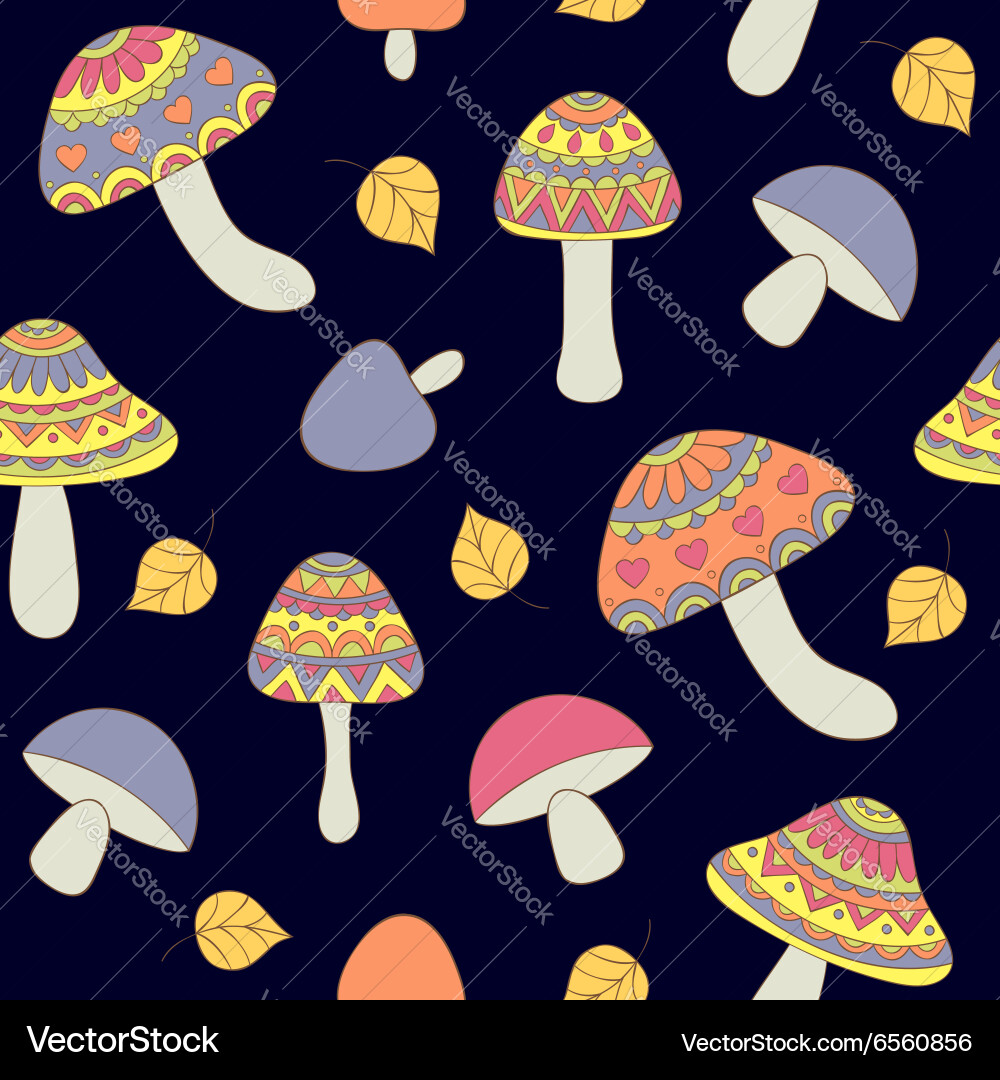 Seamless pattern with abstract mushrooms Vector Image