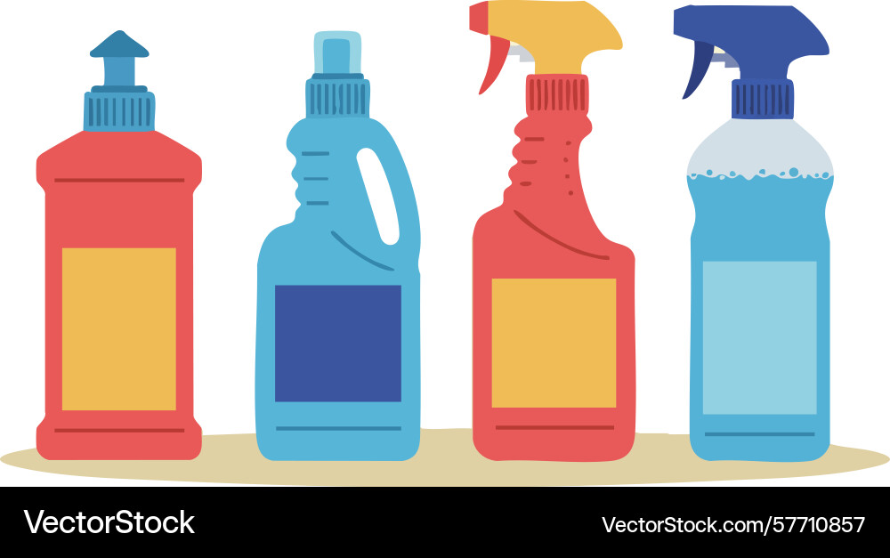 Cleaning bottles set with spray and squeeze types Vector Image