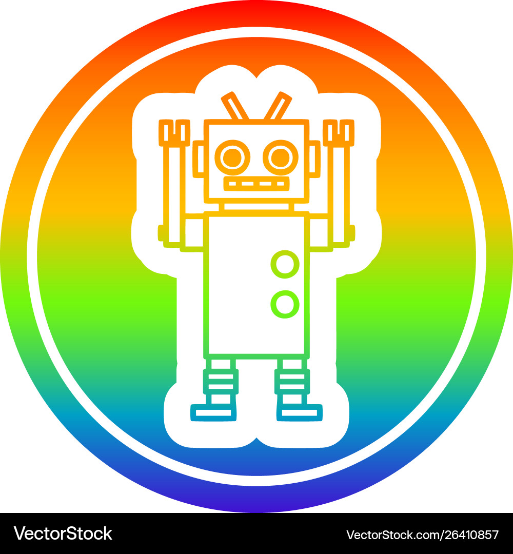 Dancing robot circular in rainbow spectrum vector image