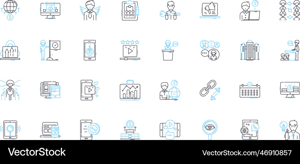Digital strategy linear icons set analytics Vector Image