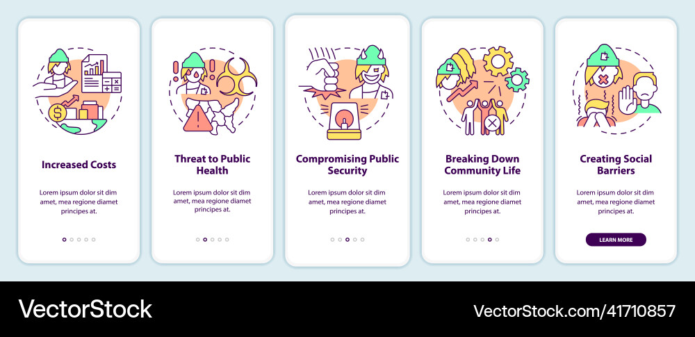 Effect on society onboarding mobile app screen Effect on society onboarding mobile app screen Vector Image