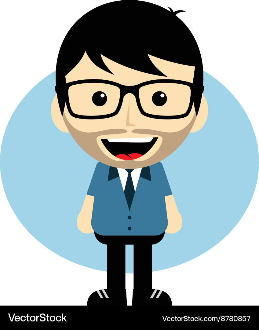 Geek cartoon nerd character vector image