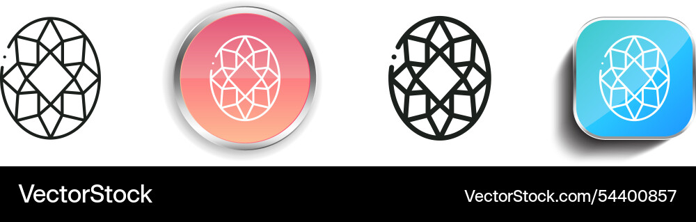 Gem icon thin linear regular and button style vector image