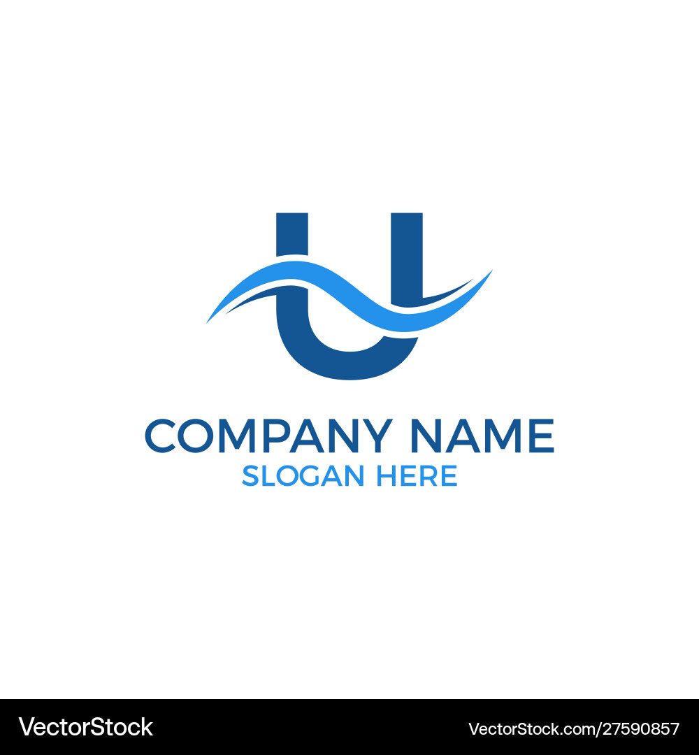 Letter u logo with wave template Letter u logo with wave template Vector Image