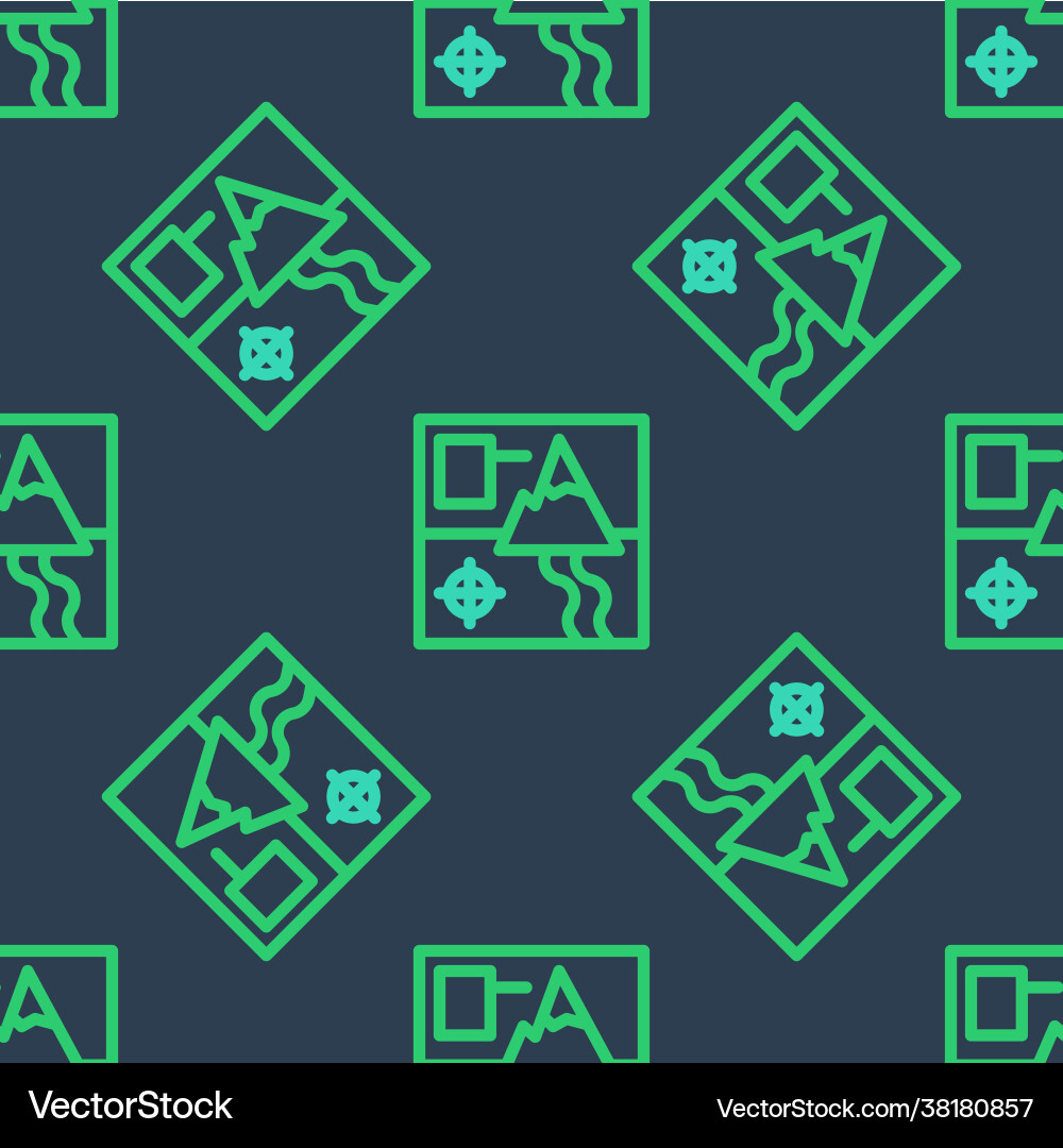 Line folded map icon isolated seamless pattern vector image
