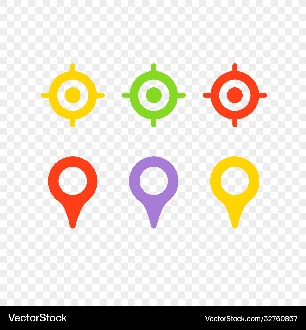 Navigation pins and targets isolated Navigation pins and targets isolated vector image