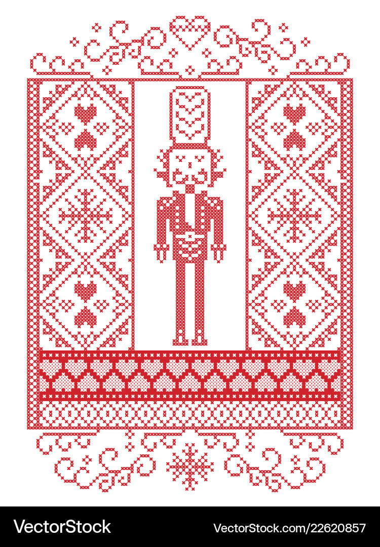 Nutcracker scandinavian christmas pattern Nutcracker scandinavian christmas pattern vector image