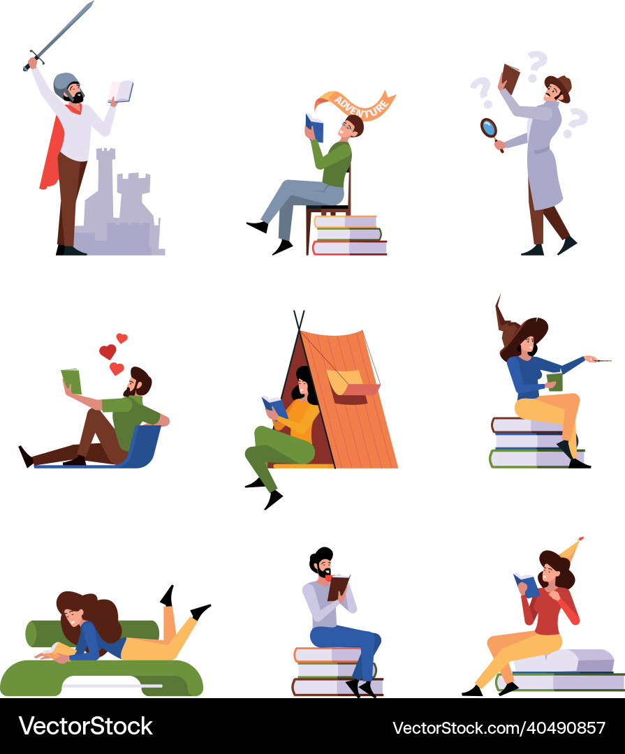 People reading rest lazy time with paper books People reading rest lazy time with paper books vector image