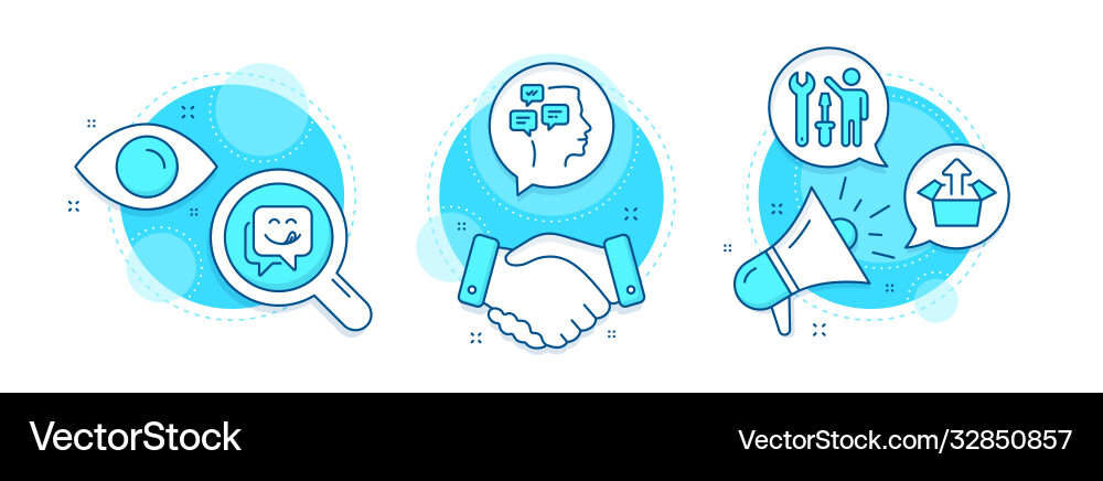 Send box yummy smile and messages icons set Send box yummy smile and messages icons set vector image