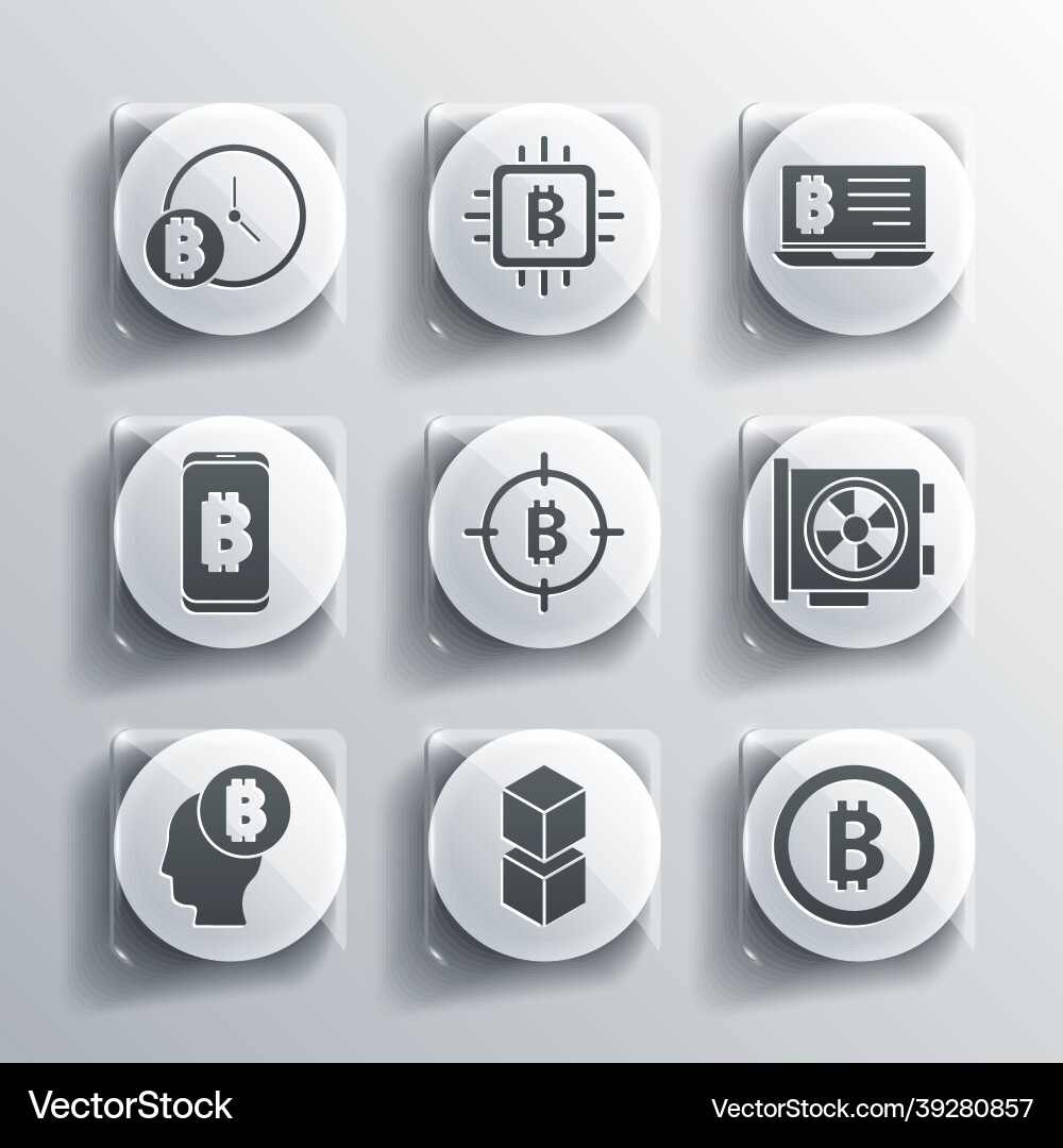 Set blockchain technology bitcoin video graphic Vector Image
