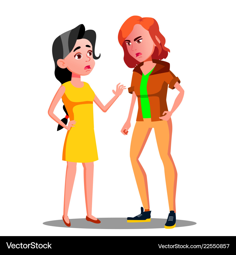Teen female conflict of young people fight Teen female conflict of young people fight vector image
