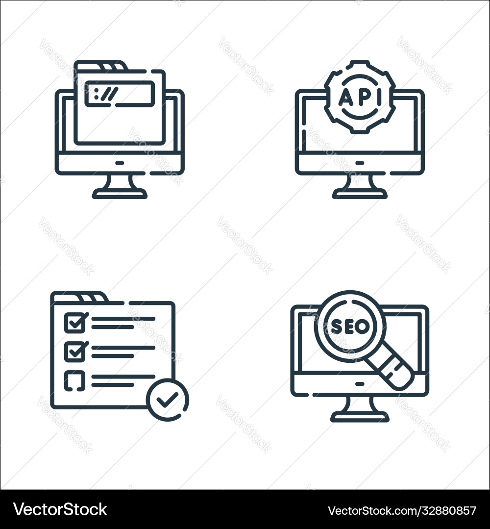 Web development line icons linear set quality Web development line icons linear set quality vector image