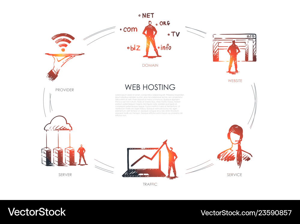 Web Hosting & Website Traffic Solutions vector image