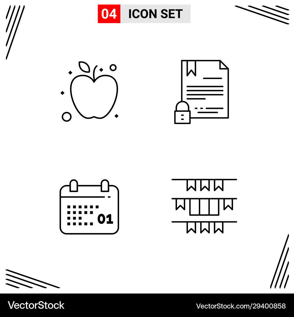 4 icons line style grid based creative outline 4 icons line style grid based creative outline Vector Image