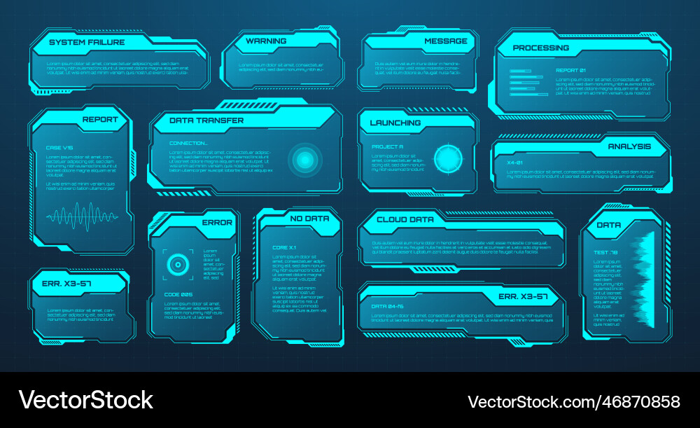 Blue futuristic hud or ui elements sci-fi user Blue futuristic hud or ui elements sci-fi user vector image