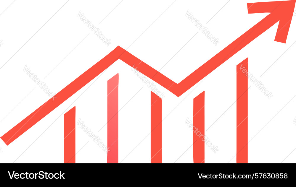 Bold rising bar graph icon design generative ai vector image