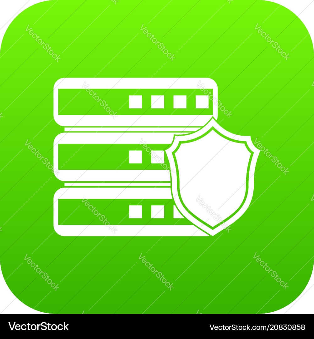 Database with gray shield icon digital green Database with gray shield icon digital green vector image