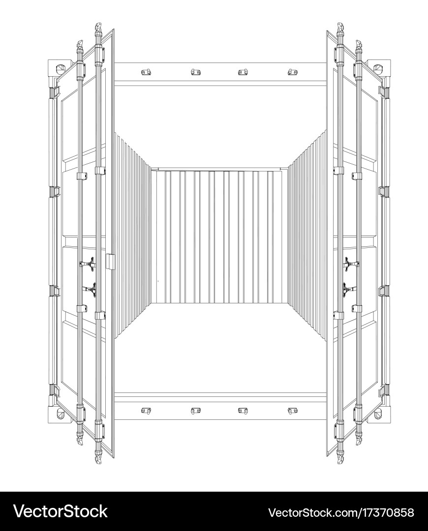 Empty Cargo Container - Wireframe vector image
