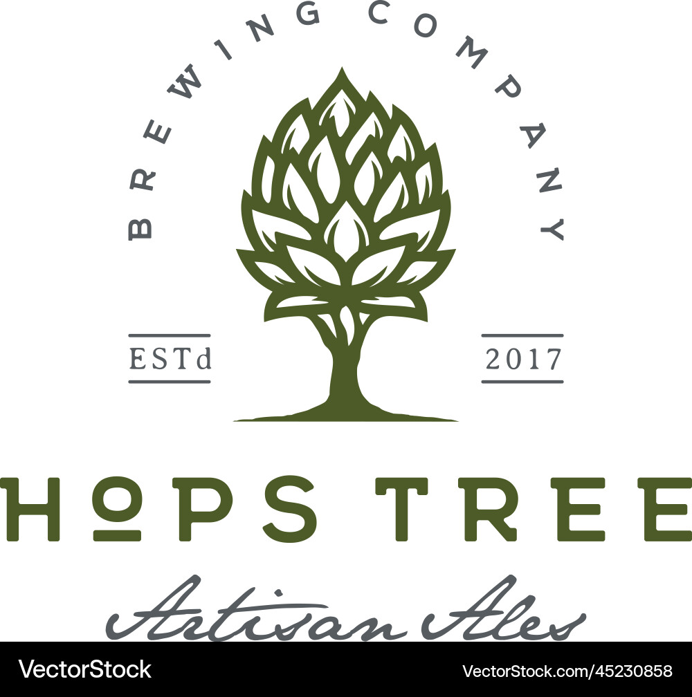 Hopfenbaum Vintage Handwerk Bier Brauerei Logo Hopfenbaum Vintage Handwerk Bier Brauerei Logo vektorbild
