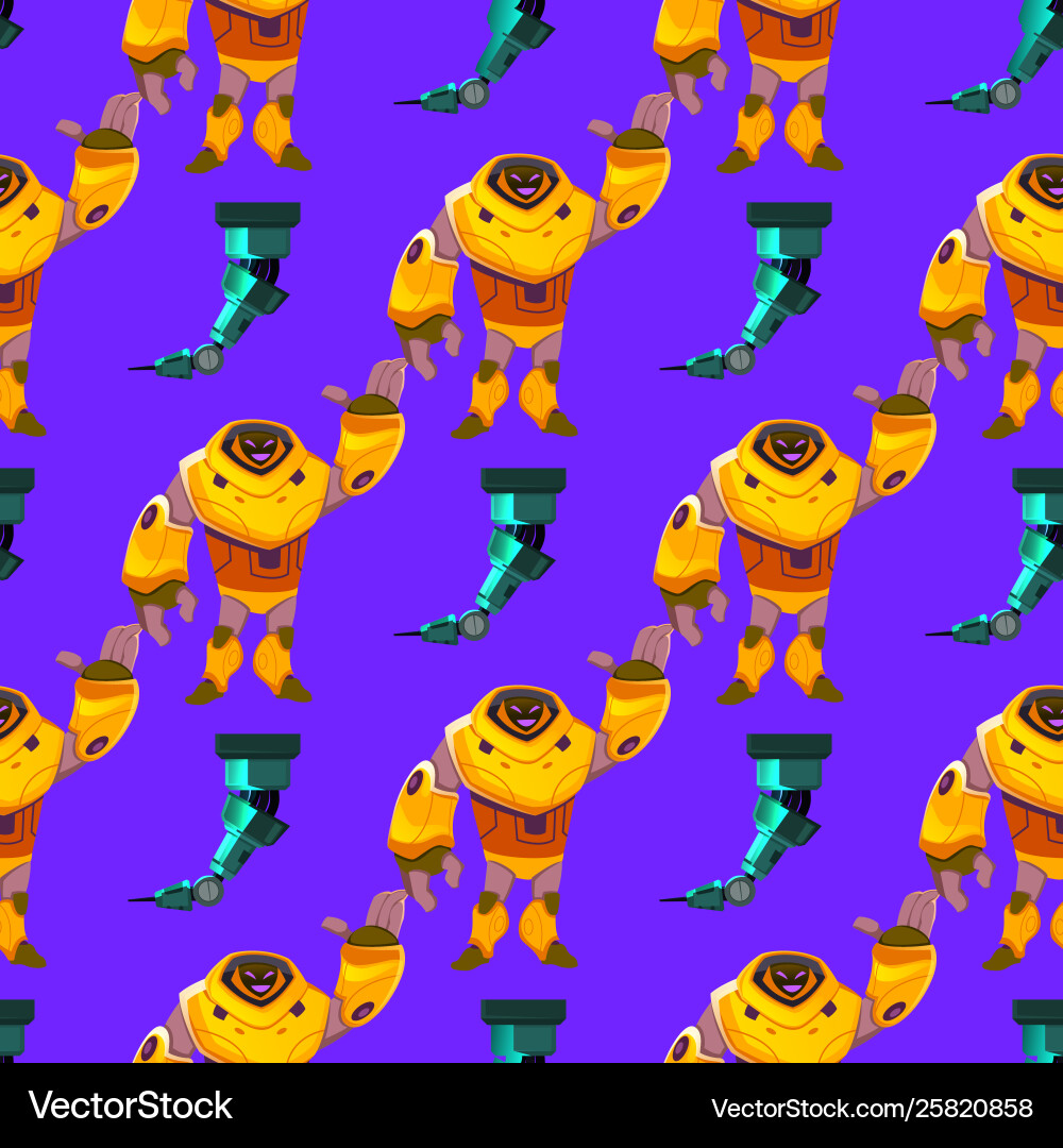 New generation robotics seamless pattern Vector Image