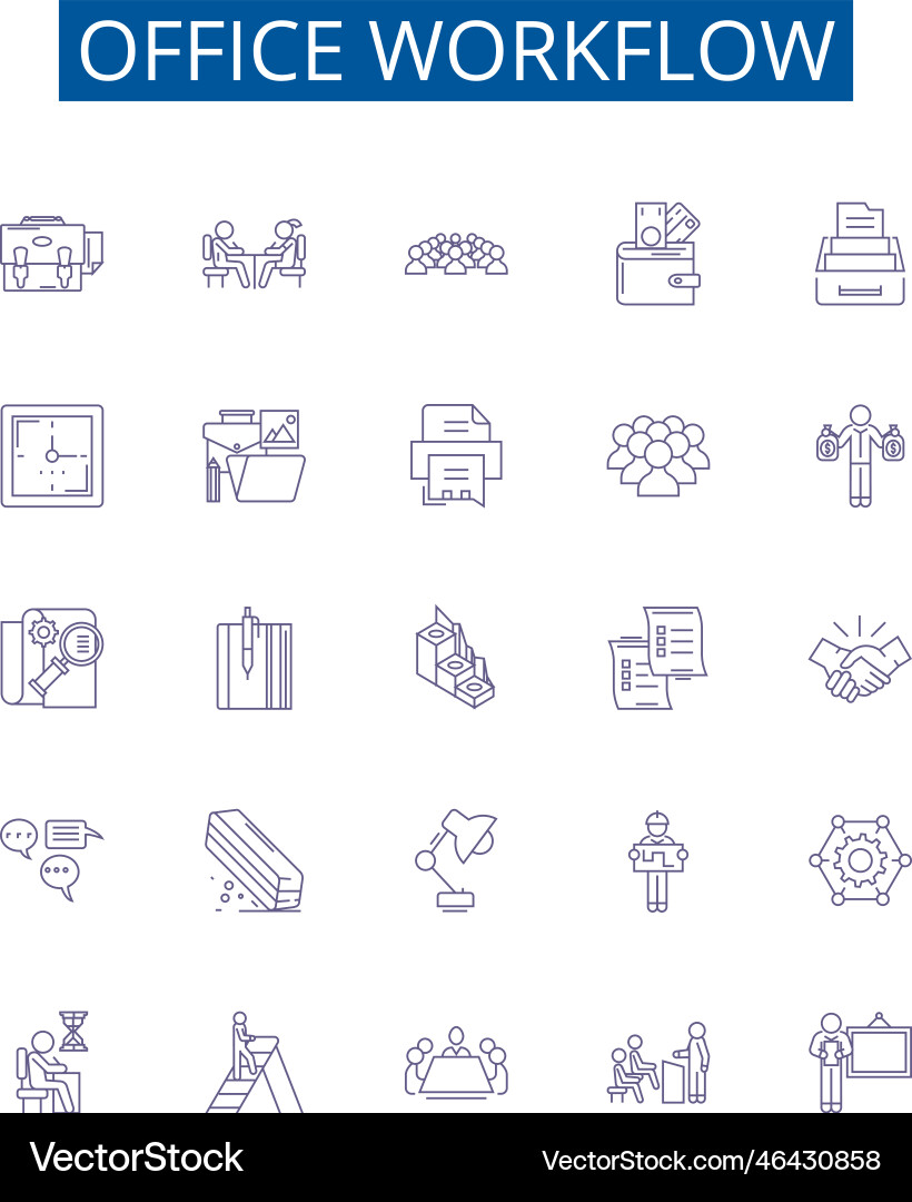 Office workflow line icons signs set design Office workflow line icons signs set design vector image