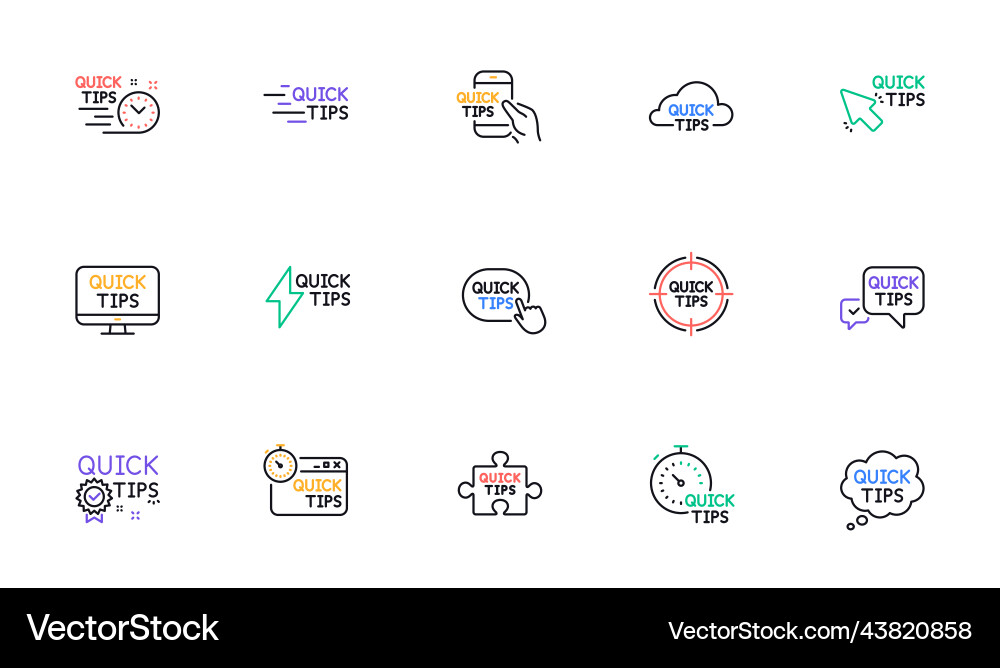 Quick tips line icons helpful tricks solution Vector Image