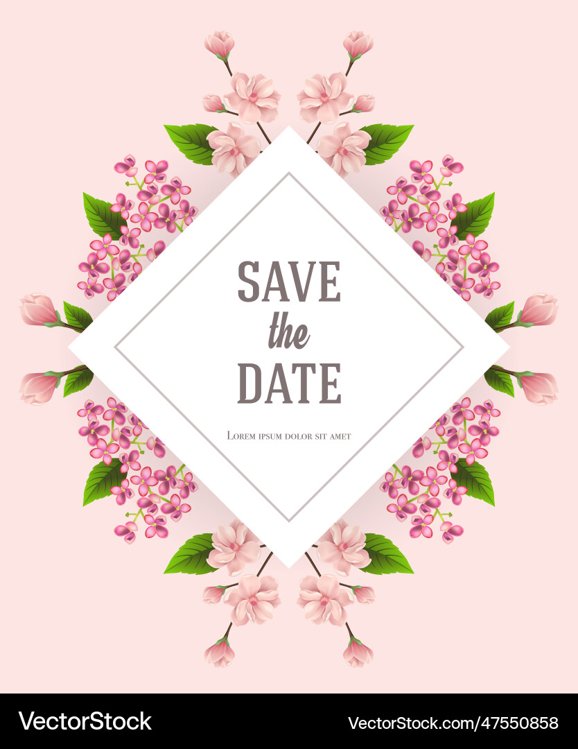 Save the date design template with cherry Vector Image