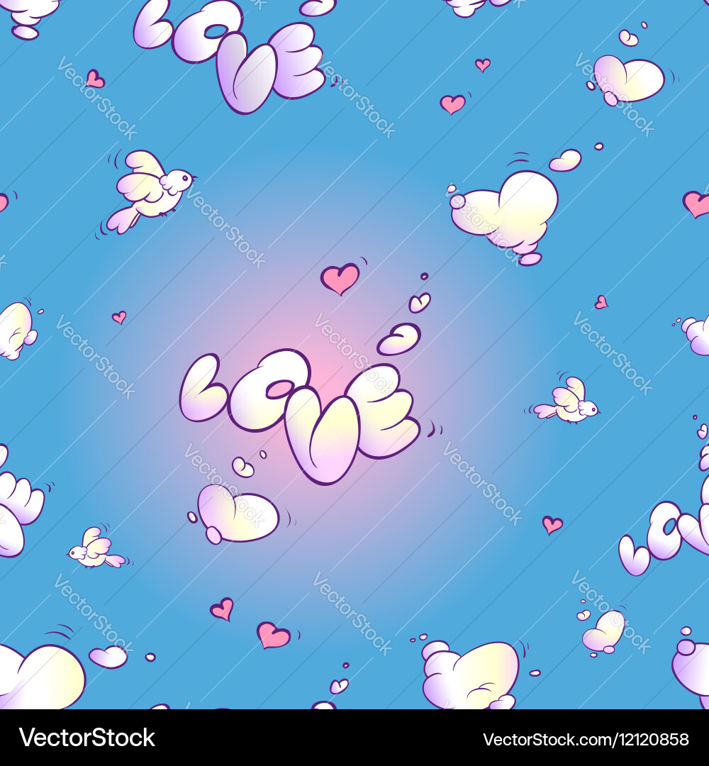 Seamless pattern clouds in the form of word Vector Image