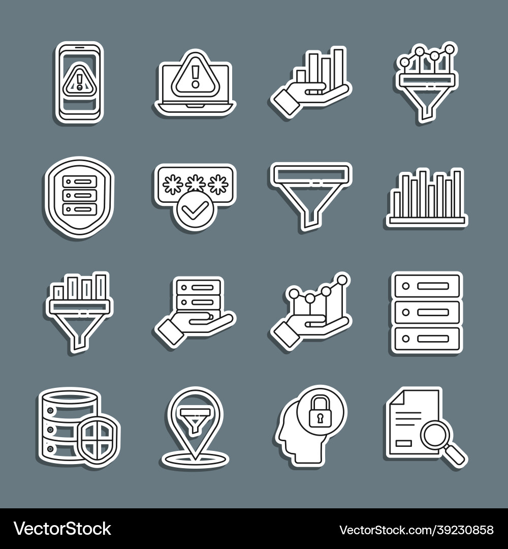 Set line document with search server data web Vector Image