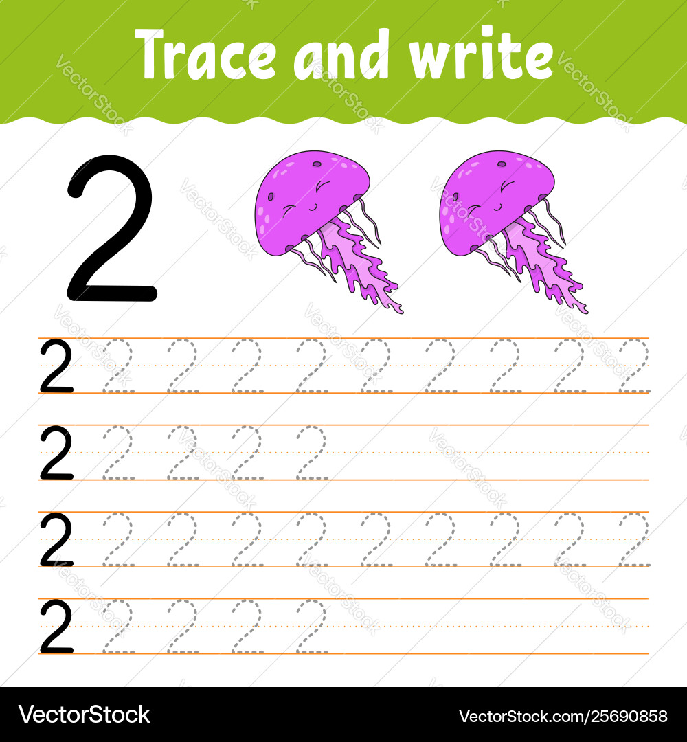 Trace and write handwriting practice learning Trace and write handwriting practice learning vector image