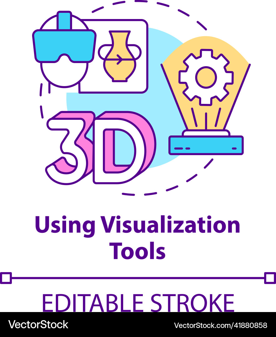 Using visualization tools concept icon Using visualization tools concept icon Vector Image