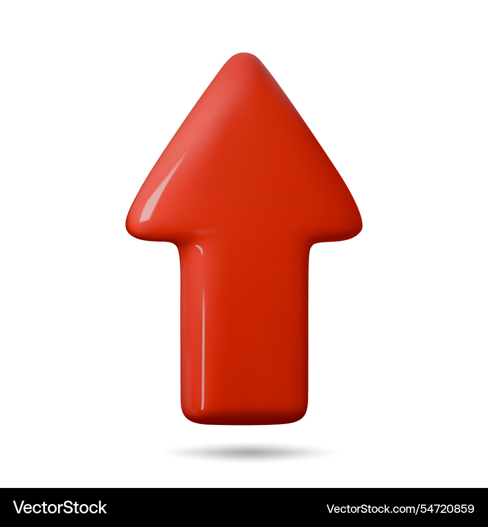 3d arrow pointing up red color realistic Vector Image