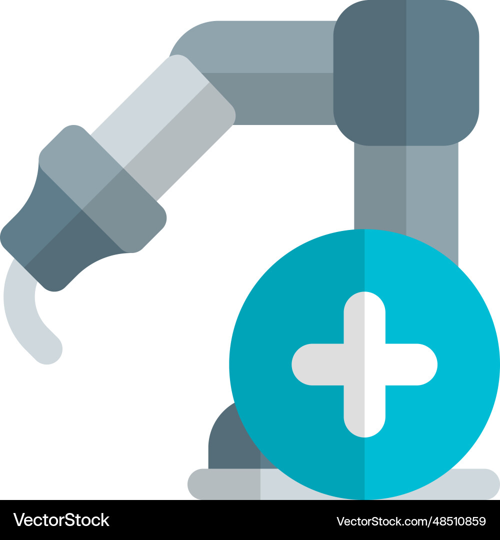 Adding mechanical arm in factory for production Vector Image