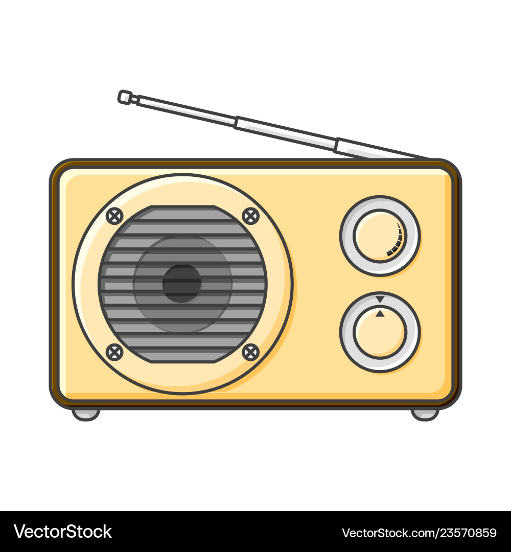 Analog radio icon with a large speaker and signal vector image
