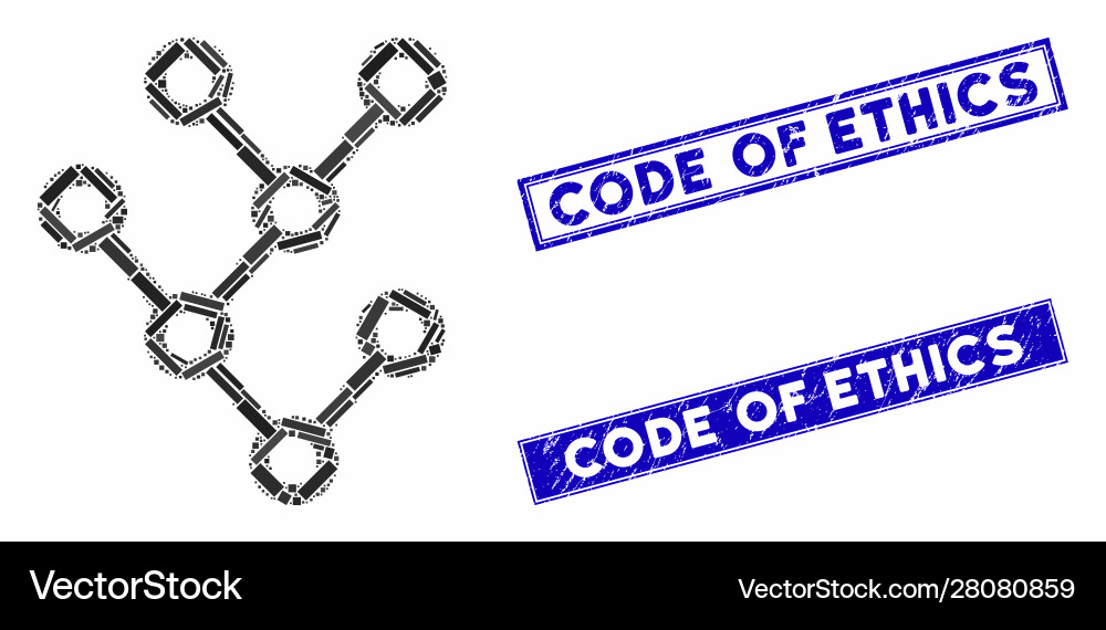 Binary tree mosaic and grunge rectangle code Vector Image