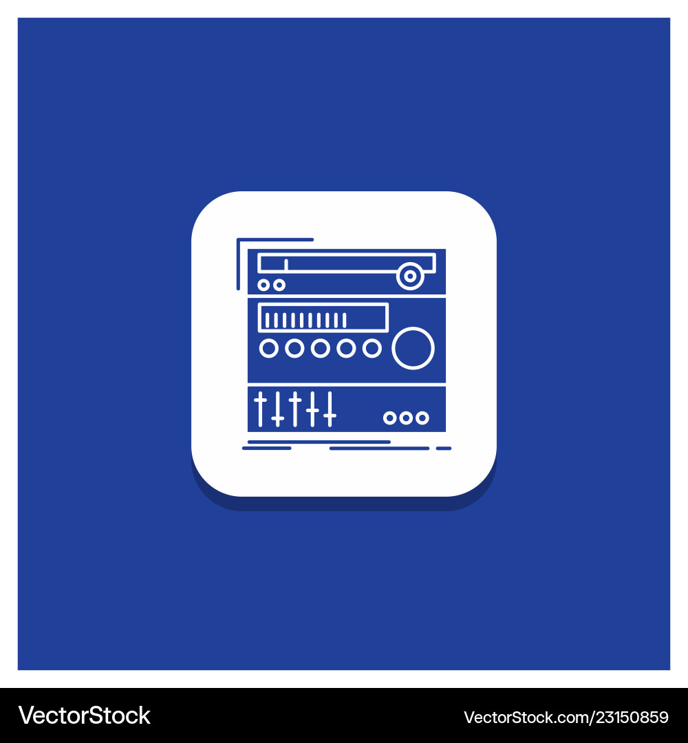 Blue round button for rack component module sound Blue round button for rack component module sound vector image