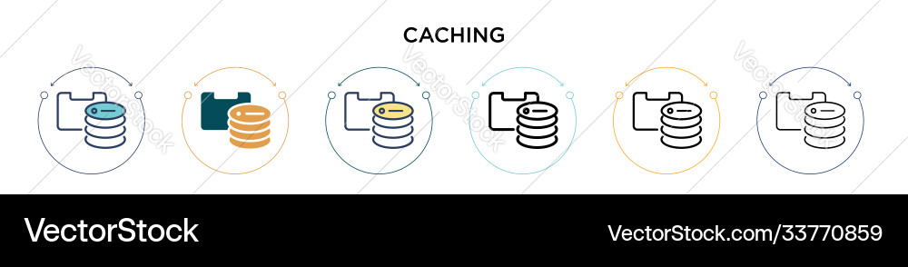 Caching icon in filled thin line outline Caching icon in filled thin line outline vector image